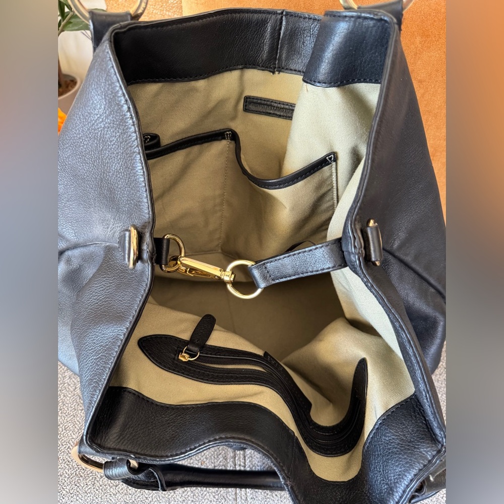 G.I.L.I. Large Black Leather Roma Hobo Shoulder Bag❤️ - Picture 8 of 13